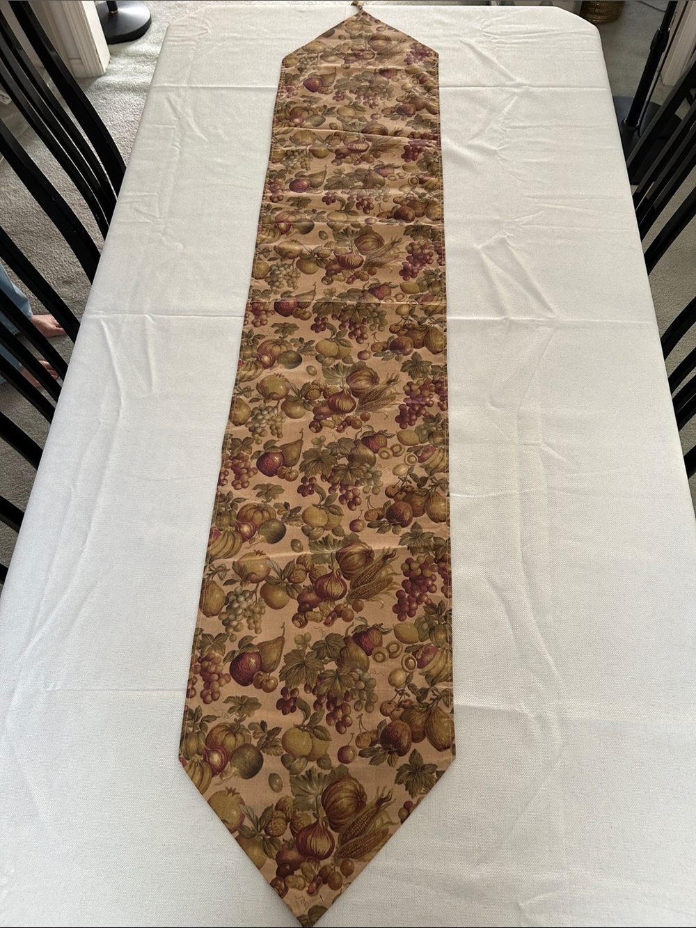 Vintage Woven Tapestry Table Runner Harvest Fruit Fall Thanksgiving Decor
